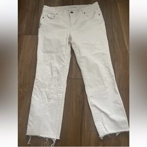 Ann Taylor LOFT jeans white cream sz 6 28 high waist straight leg crop raw hem